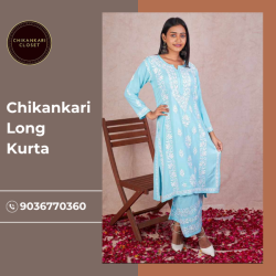 Chikankaricloset-chikankari long kurta